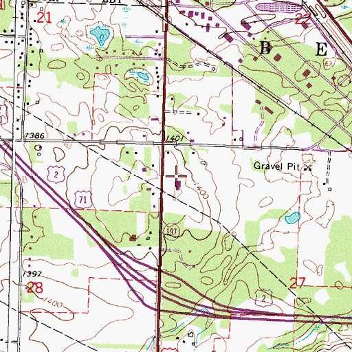 Topographic Map of Calvary Lutheran Church, MN
