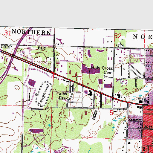 Topographic Map of First Baptist Church, MN