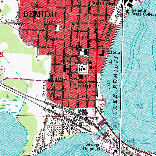 Topographic Map of First Presbyterian Church, MN