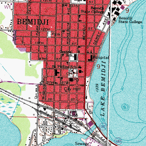 Topographic Map of Beltrami County Courthouse, MN