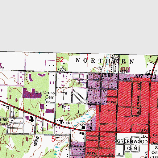 Topographic Map of Skyline Mobile Park, MN