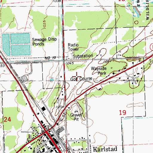 Topographic Map of Karlstad Country Golf Club, MN