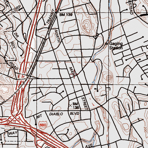 Topographic Map of Walnut Creek City Hall, CA