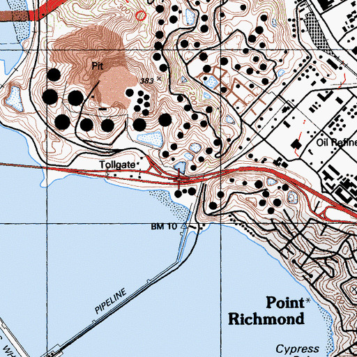 Topographic Map of Exit 7A, CA