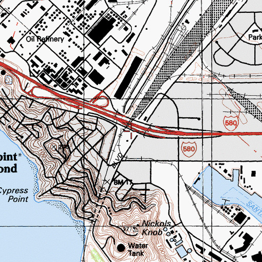 Topographic Map of Exit 7B, CA