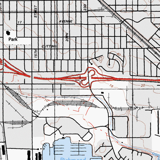 Topographic Map of Exit 10A, CA