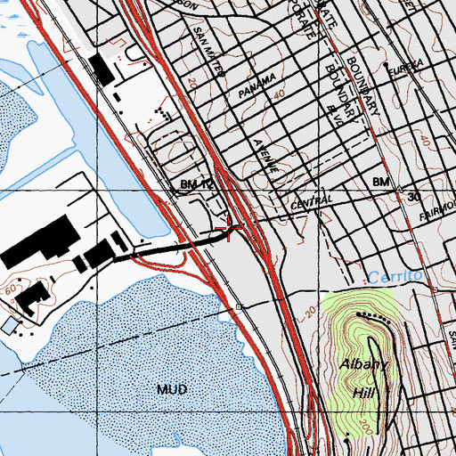 Topographic Map of Exit 14A, CA