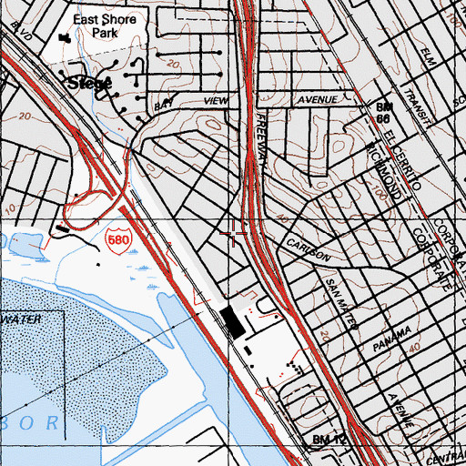 Topographic Map of Exit 14B, CA