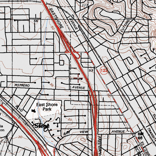 Topographic Map of Exit 15, CA