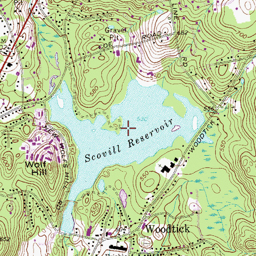 Topographic Map of Scoville Reservoir, CT