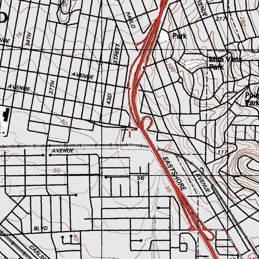 Topographic Map of Exit 16A, CA