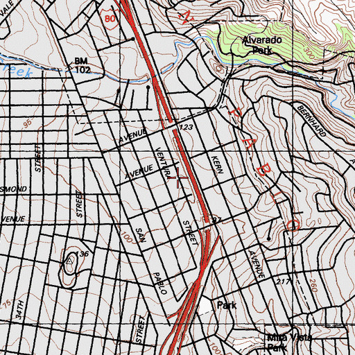 Topographic Map of Exit 17, CA
