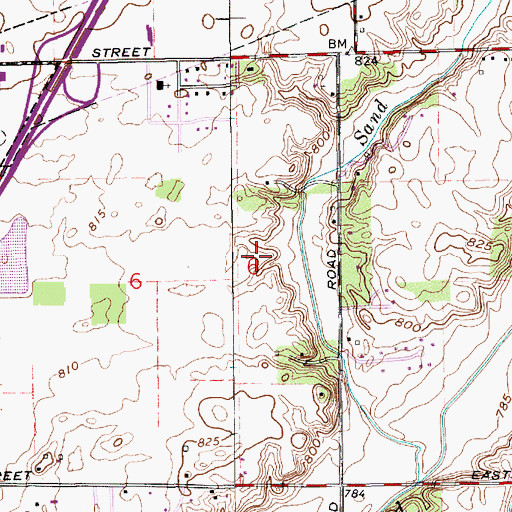 Topographic Map of Walnut Hills, IN