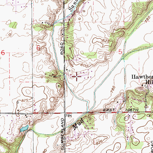 Topographic Map of Valley Farms Estates, IN