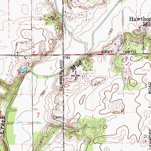 Topographic Map of Cumberland Ridge, IN