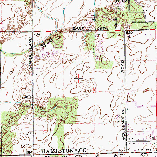 Topographic Map of Woods Edge, IN