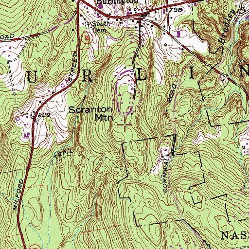 Topographic Map of Scranton Mountain, CT
