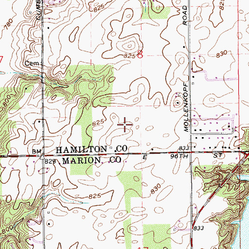 Topographic Map of Lakeside Green, IN