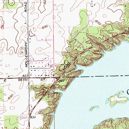 Topographic Map of Geist Woods, IN