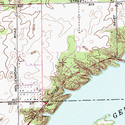 Topographic Map of Carefree Estates, IN
