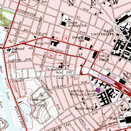 Topographic Map of Vincent E Mauro School, CT