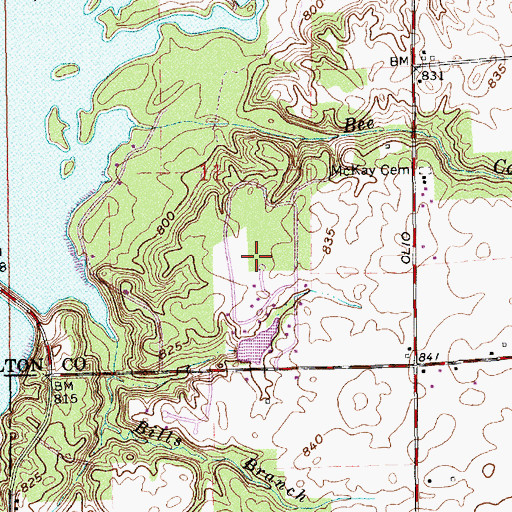 Topographic Map of Highland Springs, IN