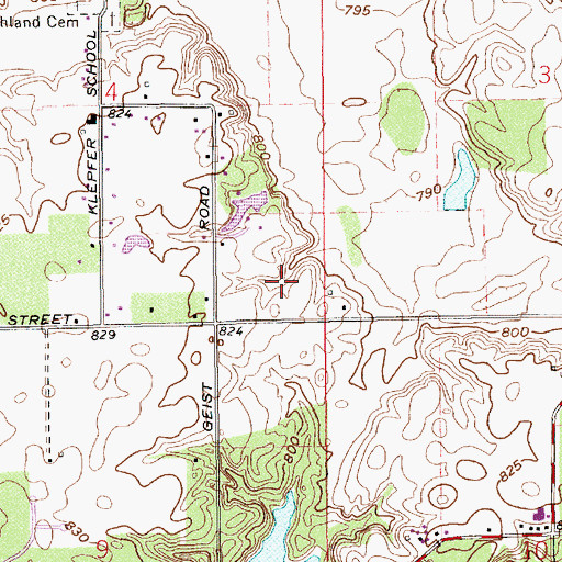 Topographic Map of Thorny Ridge, IN