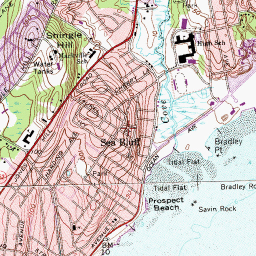 Topographic Map of Sea Bluff, CT