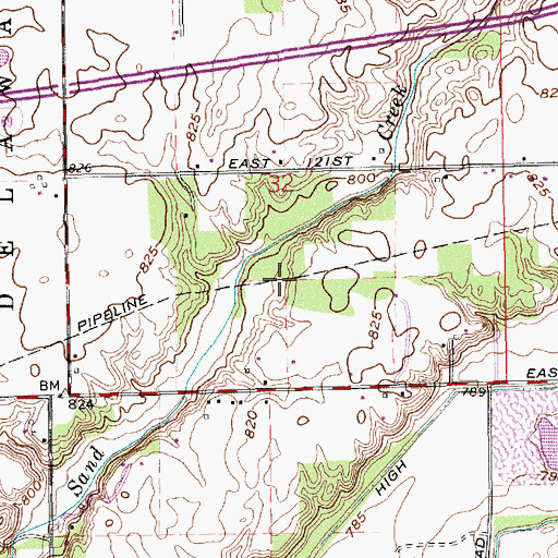 Topographic Map of Sand Creek Woods, IN