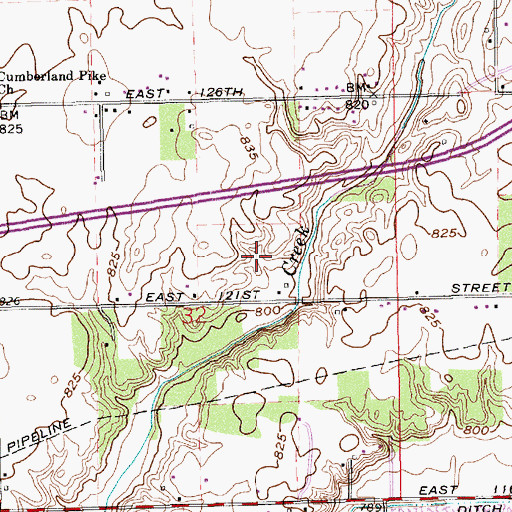 Topographic Map of Cumberland Woods, IN