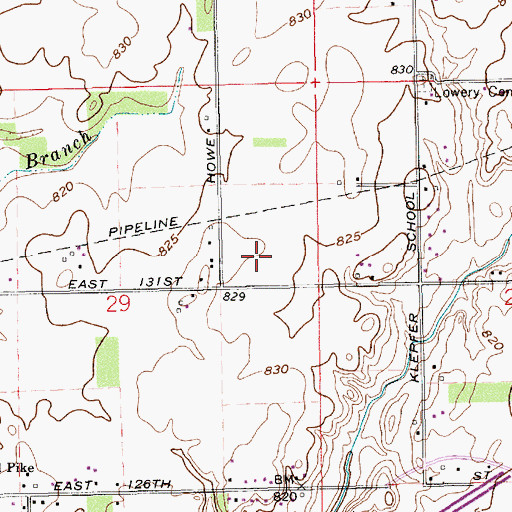 Topographic Map of Ashwood, IN
