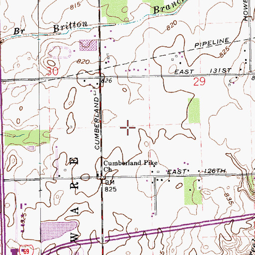 Topographic Map of Britton Ridge, IN