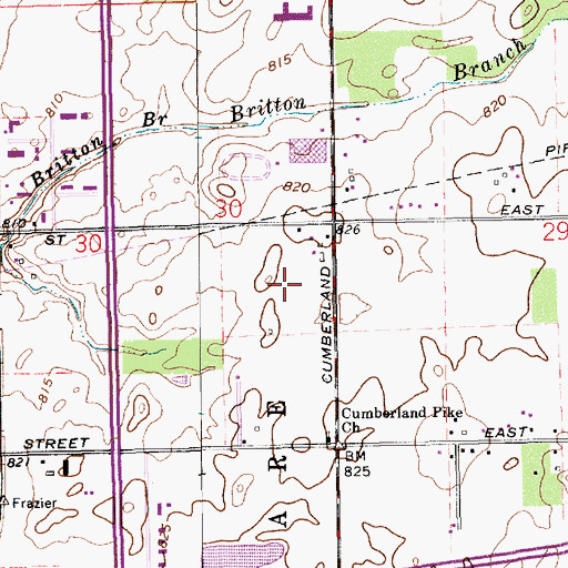 Topographic Map of Sterling Green, IN