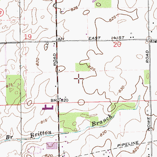 Topographic Map of Plantana, IN