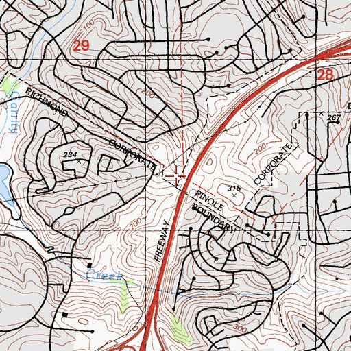 Topographic Map of Exit 20, CA