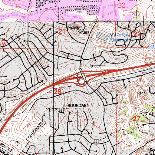 Topographic Map of Exit 21, CA