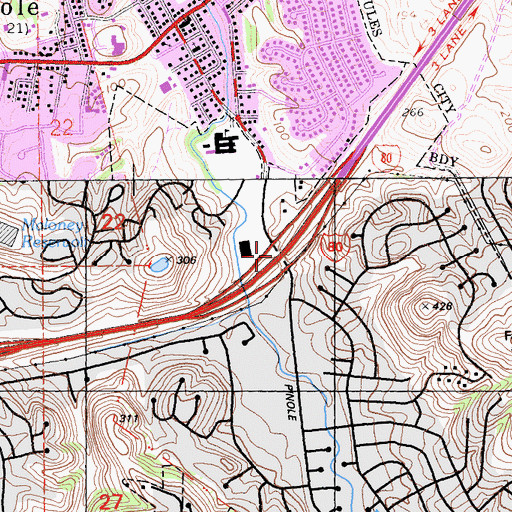 Topographic Map of Exit 22, CA