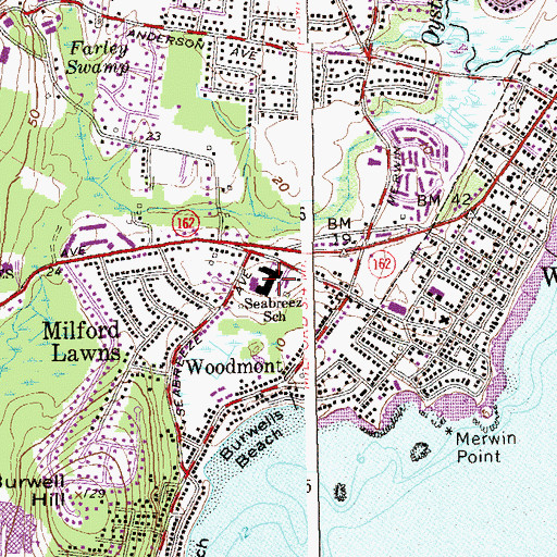 Topographic Map of Seabreeze School, CT