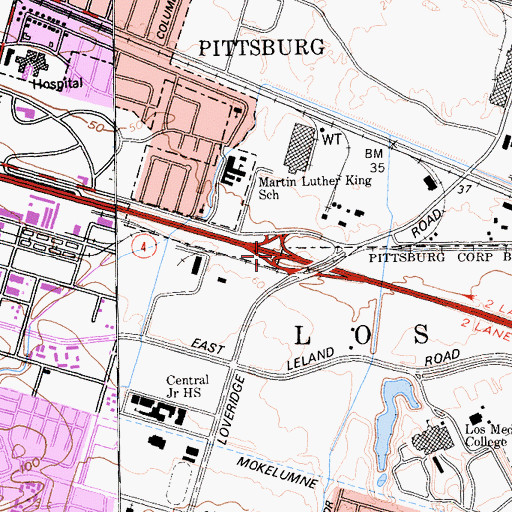Topographic Map of Exit 24, CA