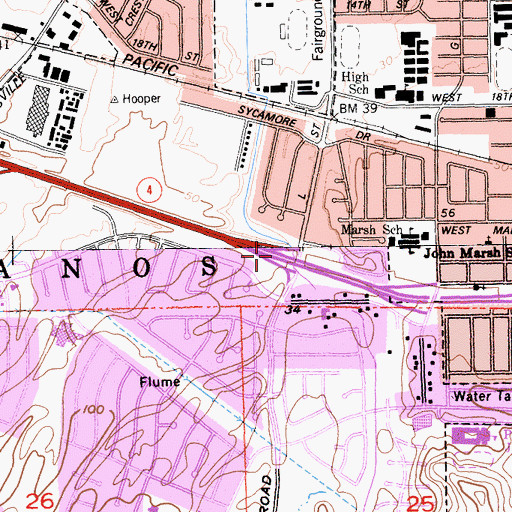 Topographic Map of Exit 27A, CA