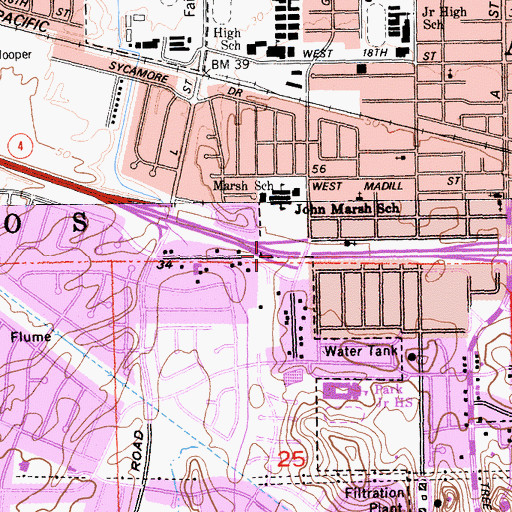 Topographic Map of Exit 27B, CA