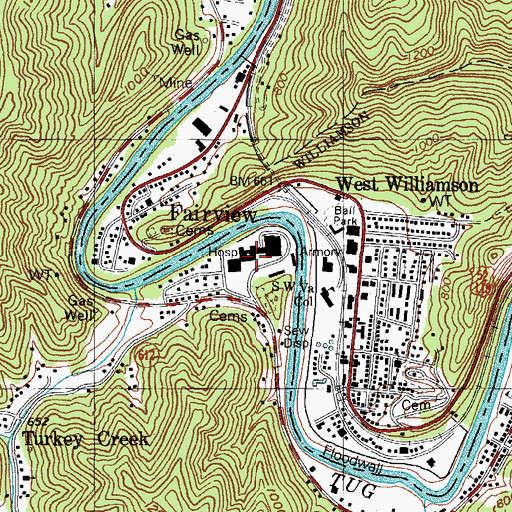 Topographic Map of Williamson Appalachian Regional Hospital, KY
