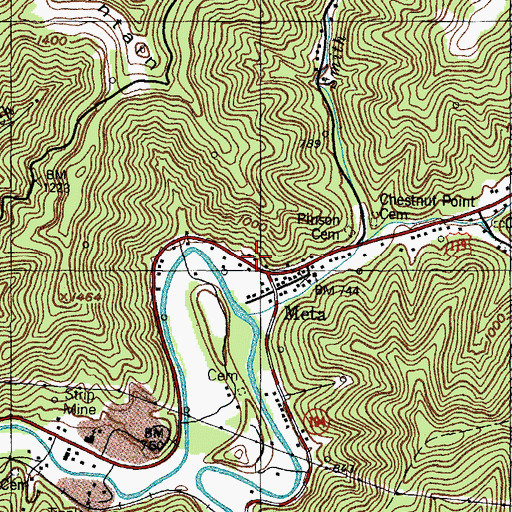 Topographic Map of Bent Branch Post Office (historical), KY