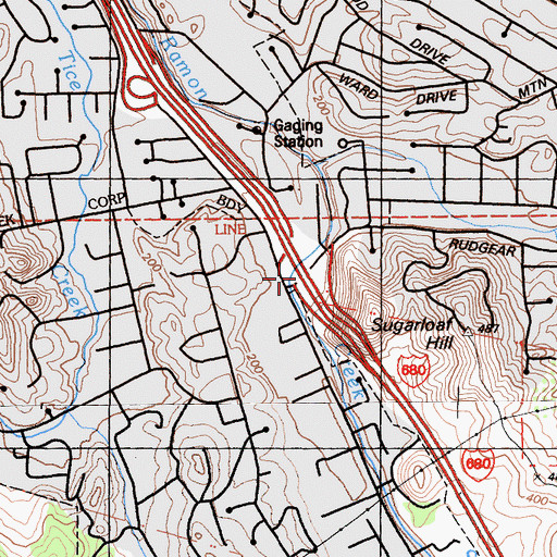 Topographic Map of Exit 44, CA