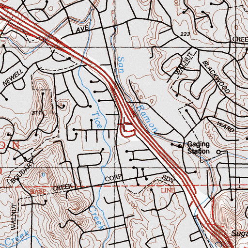 Topographic Map of Exit 45A, CA