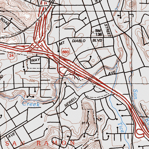 Topographic Map of Exit 45B, CA