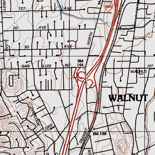 Topographic Map of Exit 47, CA
