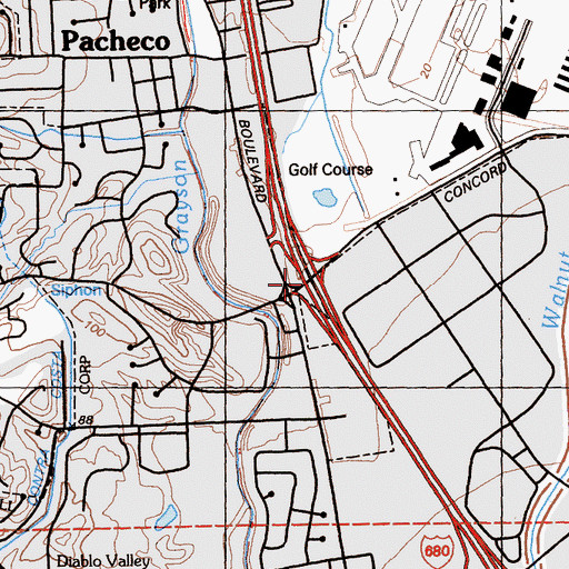 Topographic Map of Exit 52, CA