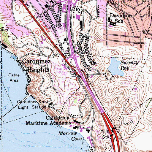 Topographic Map of Exit 29A, CA