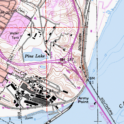 Topographic Map of Exit 58A, CA